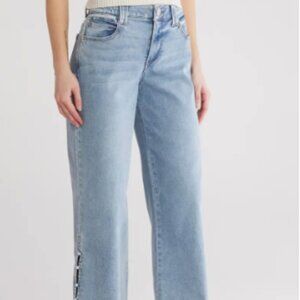 Democracy High Waist Faux Pearl Wide Leg Jeans- Size 12